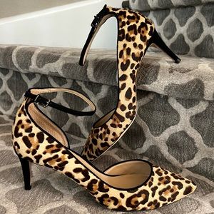 Antonio Melani Leopard Print Ankle Strap Party Heels. Size 10 US. Never worn.